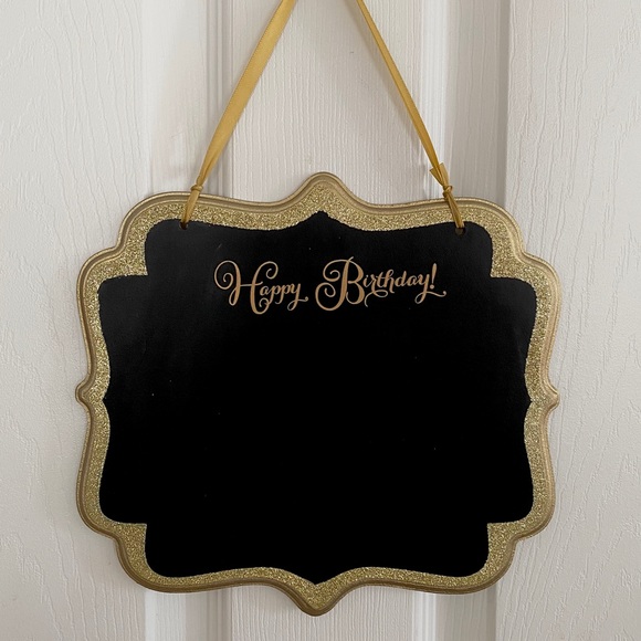 Other - Black & Gold Glitter Hanging Birthday Chalkboard